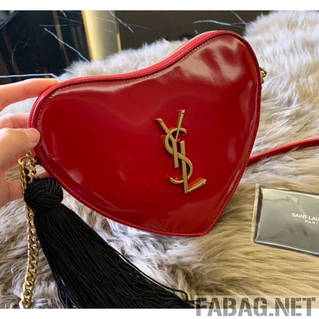 Saint Laurent Monogram Heart Cross Body Bag in Smooth Leather 540694 Red 2018 (JUND-9022307 )