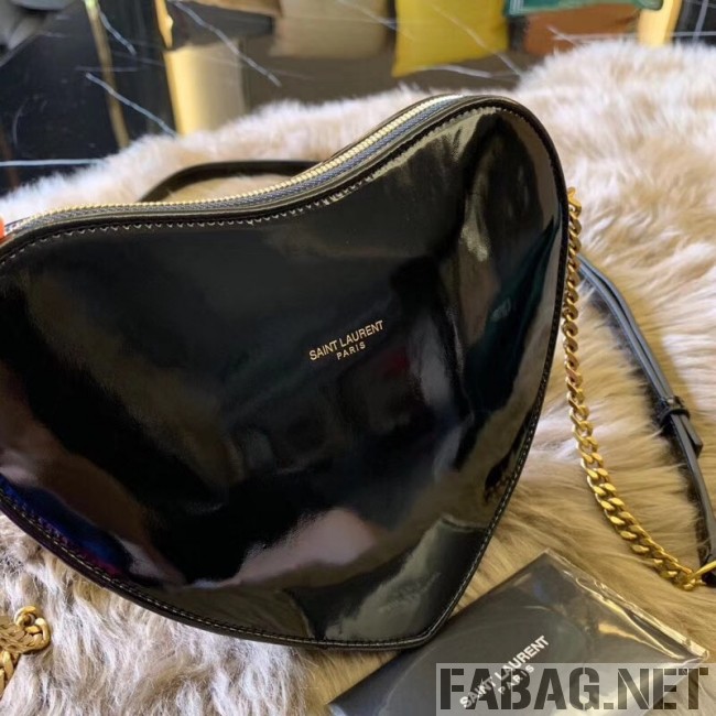 Saint Laurent Monogram Heart Cross Body Bag in Smooth Leather 540694 Black 2018 (JUND-9022308 )