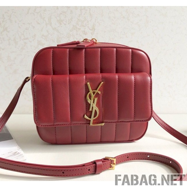 Saint Laurent Vicky Camera Bag in Matelasse Lambskin 555052 Red 2018 (KTS-9022311 )