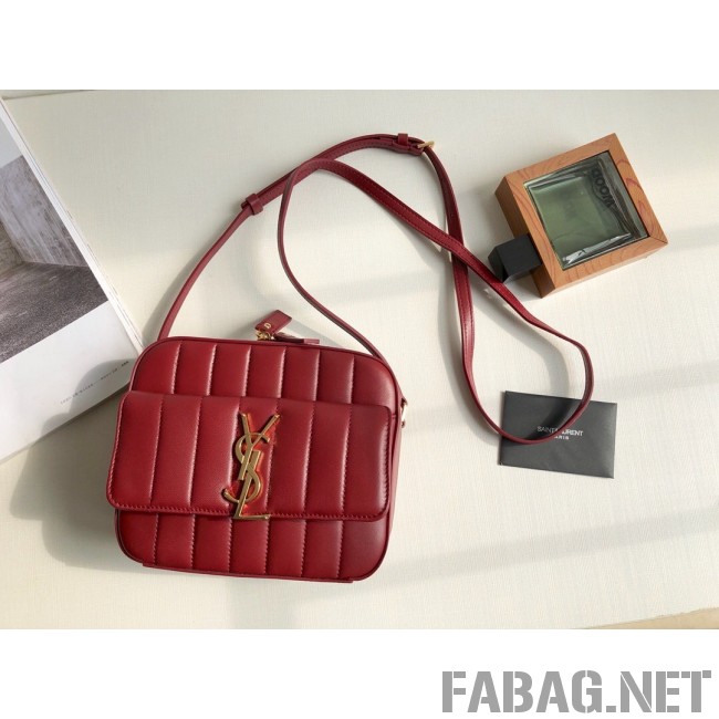 Saint Laurent Vicky Camera Bag in Matelasse Lambskin 555052 Red 2018 (KTS-9022311 )