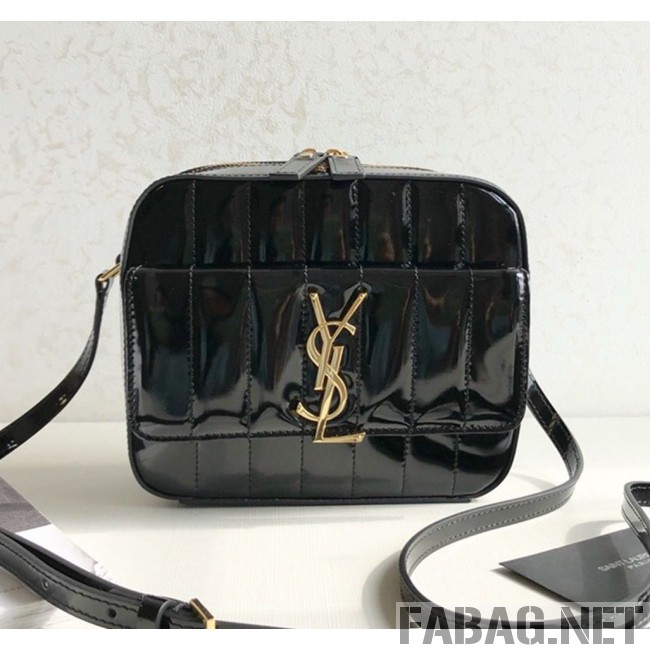 Saint Laurent Vicky Camera Bag in Matelasse Patent Leather 555052 Black 2018 (KTS-9022312 )