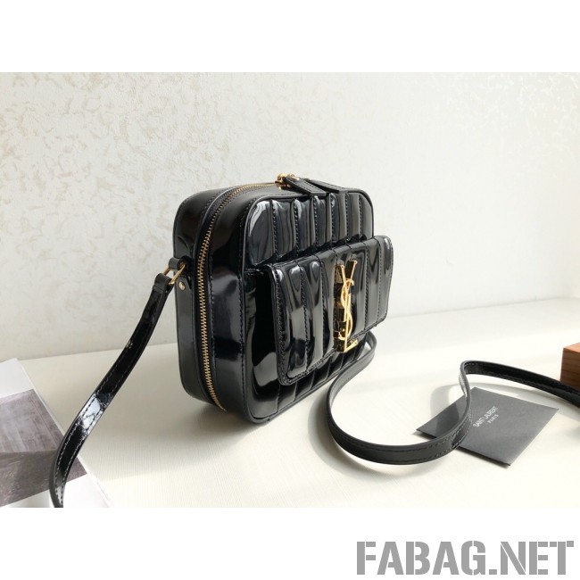 Saint Laurent Vicky Camera Bag in Matelasse Patent Leather 555052 Black 2018 (KTS-9022312 )