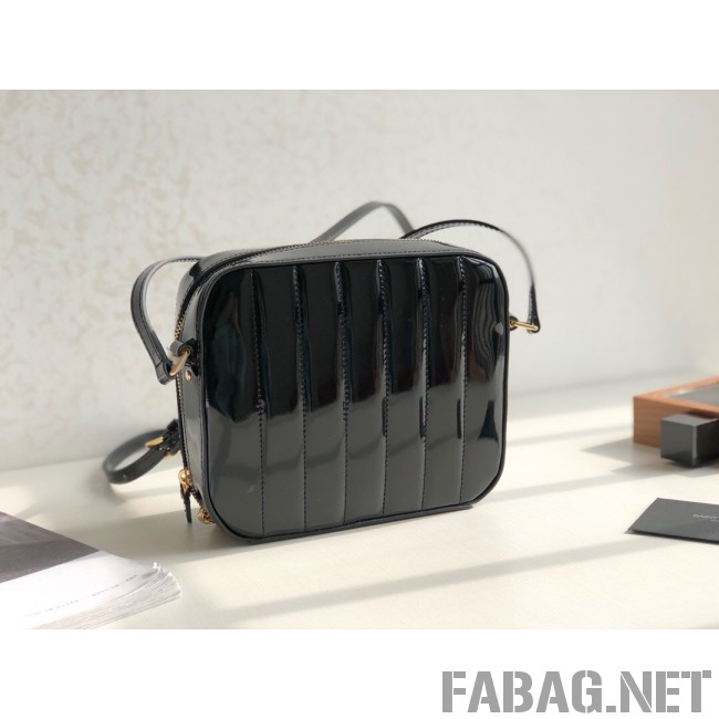 Saint Laurent Vicky Camera Bag in Matelasse Patent Leather 555052 Black 2018 (KTS-9022312 )