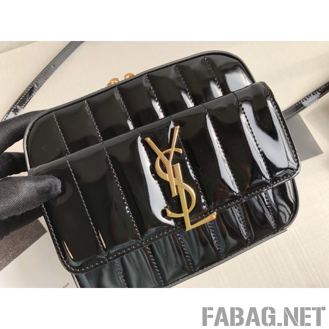 Saint Laurent Vicky Camera Bag in Matelasse Patent Leather 555052 Black 2018 (KTS-9022312 )