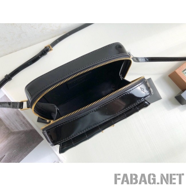 Saint Laurent Vicky Camera Bag in Matelasse Patent Leather 555052 Black 2018 (KTS-9022312 )