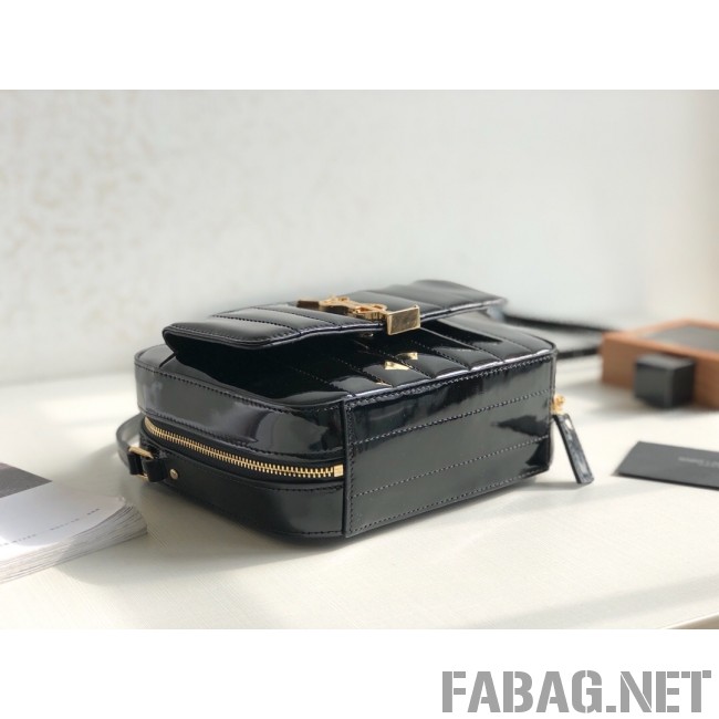 Saint Laurent Vicky Camera Bag in Matelasse Patent Leather 555052 Black 2018 (KTS-9022312 )