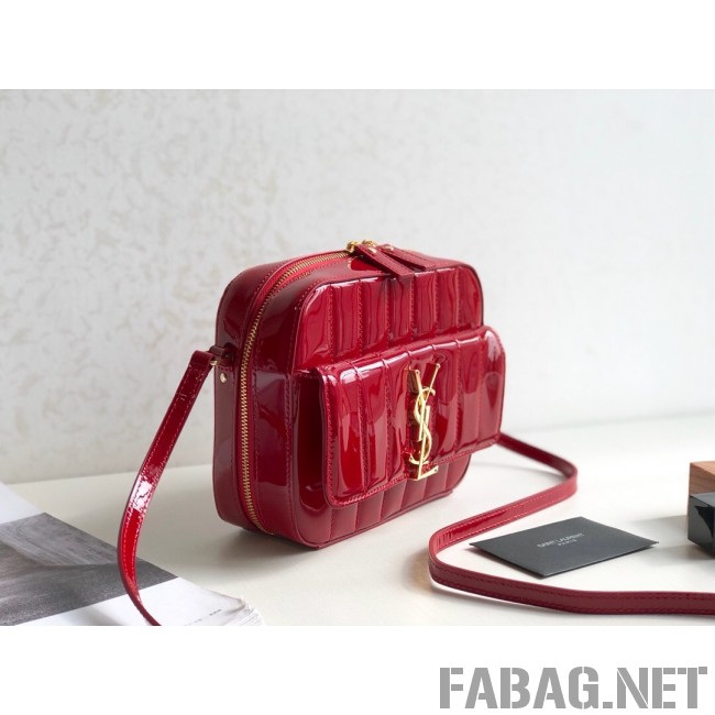 Saint Laurent Vicky Camera Bag in Matelasse Patent Leather 555052 Red 2018 (KTS-9022313 )