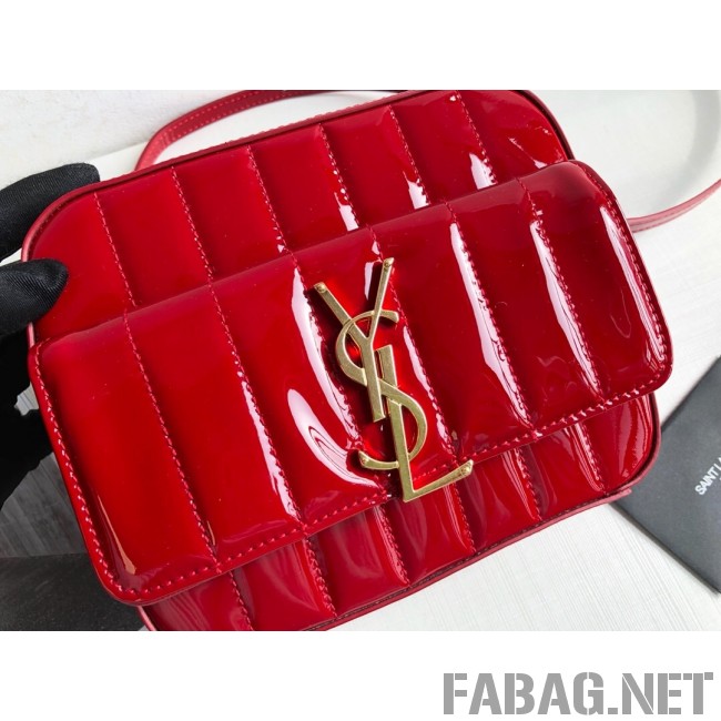 Saint Laurent Vicky Camera Bag in Matelasse Patent Leather 555052 Red 2018 (KTS-9022313 )