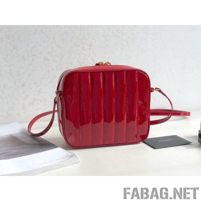 Saint Laurent Vicky Camera Bag in Matelasse Patent Leather 555052 Red 2018 (KTS-9022313 )