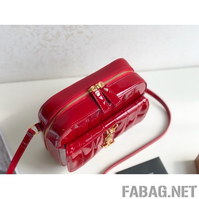 Saint Laurent Vicky Camera Bag in Matelasse Patent Leather 555052 Red 2018 (KTS-9022313 )