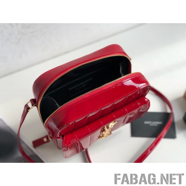 Saint Laurent Vicky Camera Bag in Matelasse Patent Leather 555052 Red 2018 (KTS-9022313 )