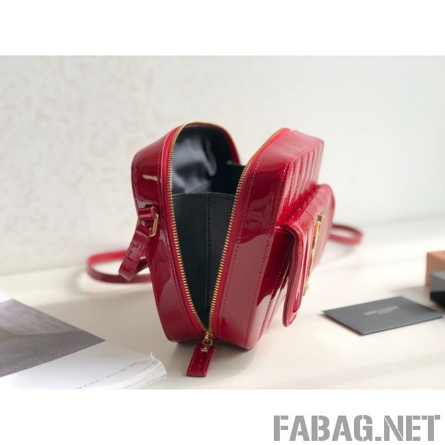 Saint Laurent Vicky Camera Bag in Matelasse Patent Leather 555052 Red 2018 (KTS-9022313 )