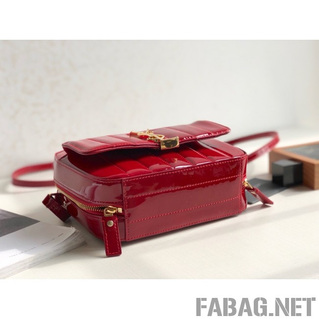 Saint Laurent Vicky Camera Bag in Matelasse Patent Leather 555052 Red 2018 (KTS-9022313 )