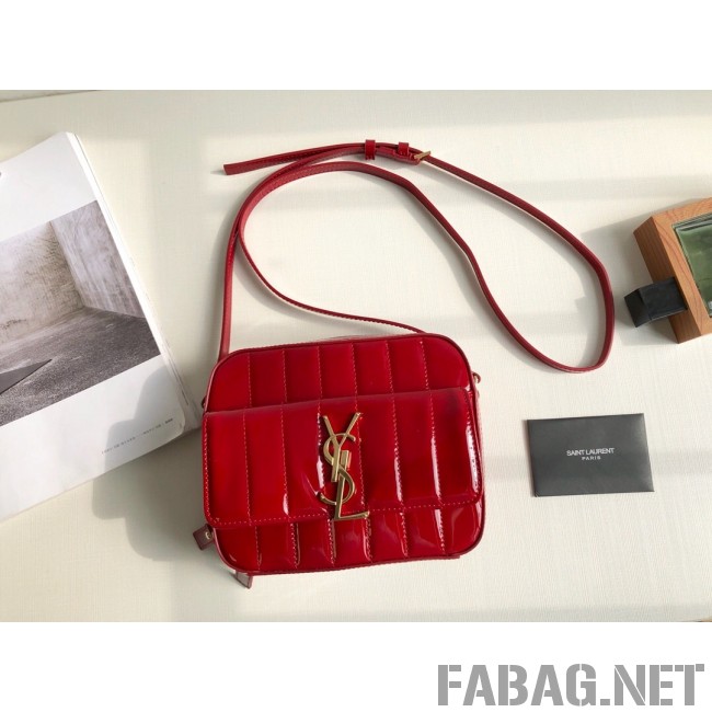 Saint Laurent Vicky Camera Bag in Matelasse Patent Leather 555052 Red 2018 (KTS-9022313 )