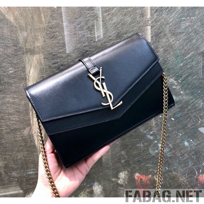 Saint Laurent Sulpice Chain Wallet in Smooth Leather 554763 Black 2019 (YDP-9022832 )