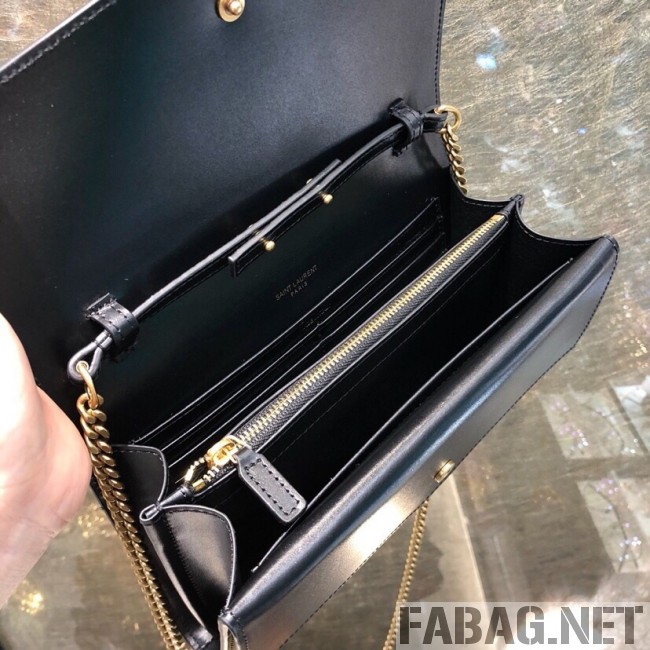 Saint Laurent Sulpice Chain Wallet in Smooth Leather 554763 Black 2019 (YDP-9022832 )