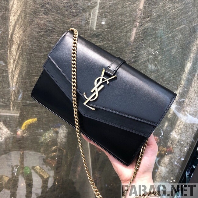 Saint Laurent Sulpice Chain Wallet in Smooth Leather 554763 Black 2019 (YDP-9022832 )
