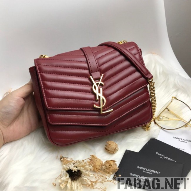 Saint Laurent Sulpice Small in Matelasse Lambskin 532662 Burgundy 2019 (KTS-9030717 )