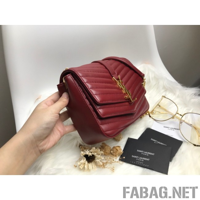Saint Laurent Sulpice Small in Matelasse Lambskin 532662 Burgundy 2019 (KTS-9030717 )