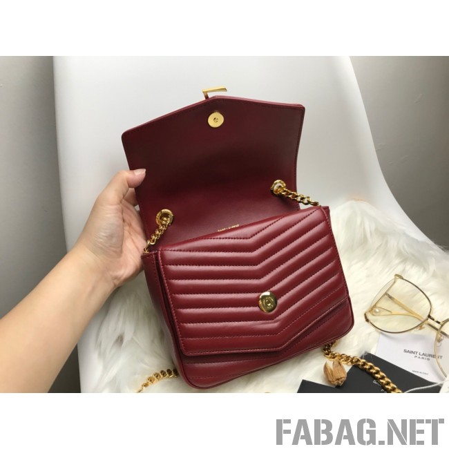 Saint Laurent Sulpice Small in Matelasse Lambskin 532662 Burgundy 2019 (KTS-9030717 )