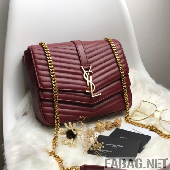 Saint Laurent Sulpice Medium in Matelasse Lambskin 532652 Burgundy 2019 (KTS-9030719 )