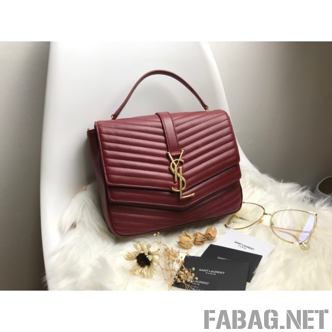 Saint Laurent Sulpice Medium in Matelasse Lambskin 532652 Burgundy 2019 (KTS-9030719 )