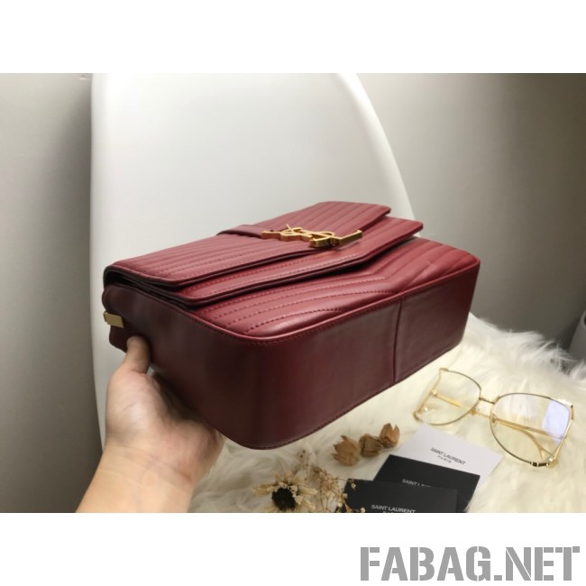Saint Laurent Sulpice Medium in Matelasse Lambskin 532652 Burgundy 2019 (KTS-9030719 )