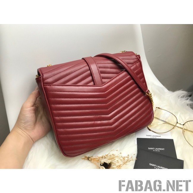 Saint Laurent Sulpice Medium in Matelasse Lambskin 532652 Burgundy 2019 (KTS-9030719 )