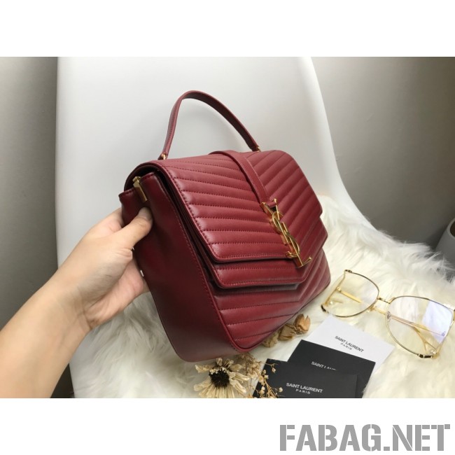 Saint Laurent Sulpice Medium in Matelasse Lambskin 532652 Burgundy 2019 (KTS-9030719 )
