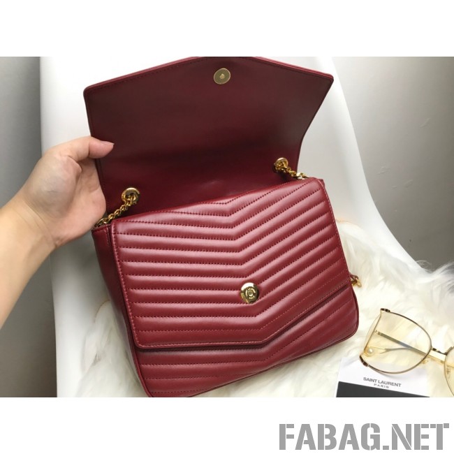 Saint Laurent Sulpice Medium in Matelasse Lambskin 532652 Burgundy 2019 (KTS-9030719 )