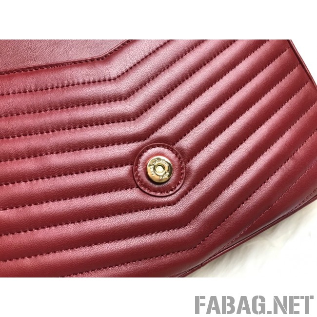 Saint Laurent Sulpice Medium in Matelasse Lambskin 532652 Burgundy 2019 (KTS-9030719 )