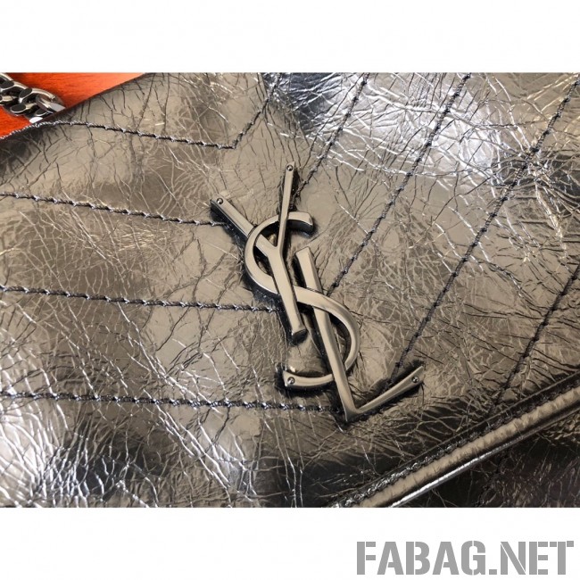 Saint Laurent Medium Niki Chain Bag in Crinkled and Waxed Calfskin 498894 Black 2019 (KTS-9031605 )