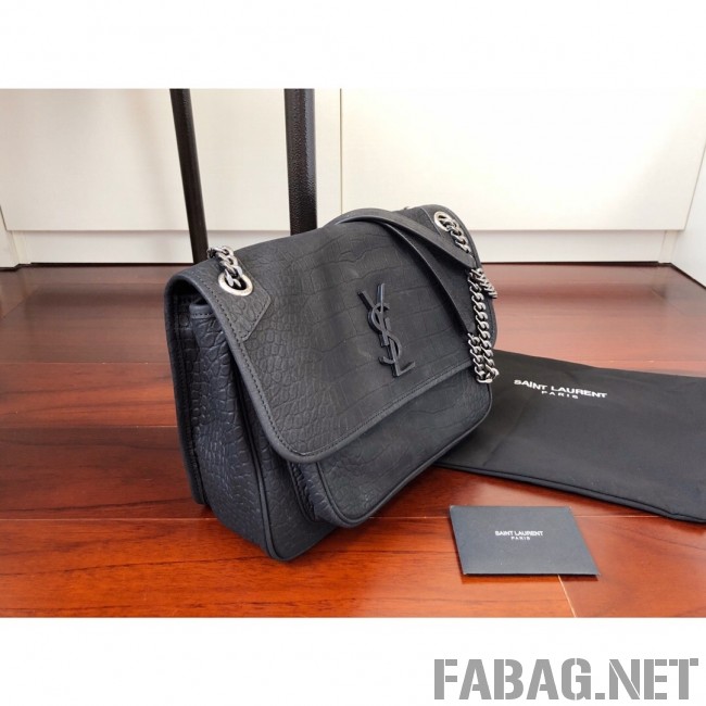 Saint Laurent Medium Niki Chain Bag in Matte Crocodile Leather 498894 Black 2019 (KTS-9031606 )