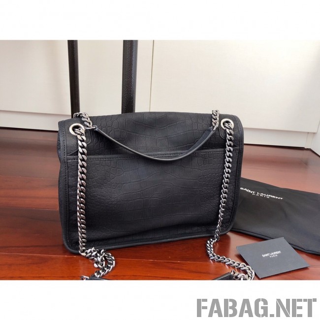 Saint Laurent Medium Niki Chain Bag in Matte Crocodile Leather 498894 Black 2019 (KTS-9031606 )