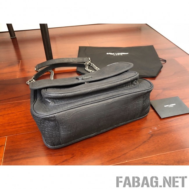 Saint Laurent Medium Niki Chain Bag in Matte Crocodile Leather 498894 Black 2019 (KTS-9031606 )