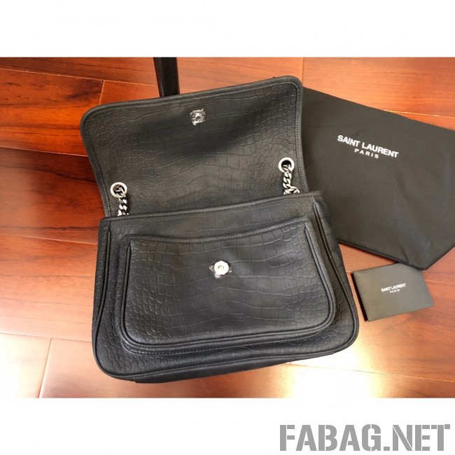 Saint Laurent Medium Niki Chain Bag in Matte Crocodile Leather 498894 Black 2019 (KTS-9031606 )