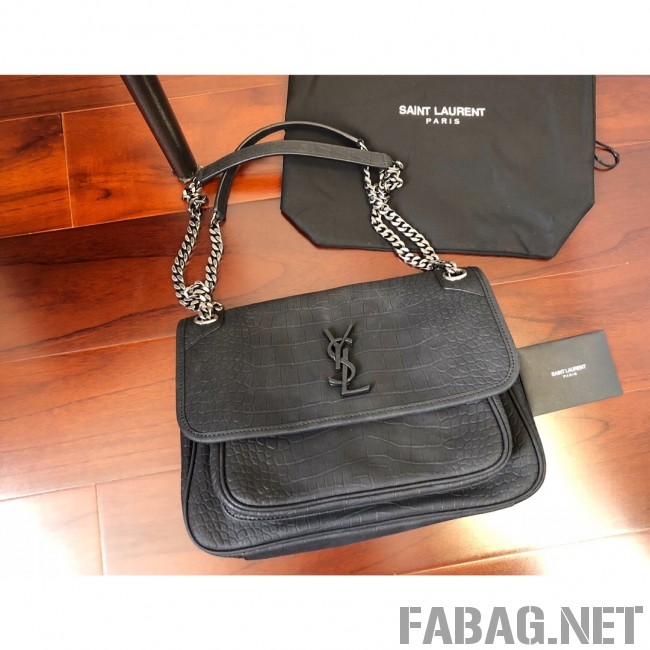Saint Laurent Medium Niki Chain Bag in Matte Crocodile Leather 498894 Black 2019 (KTS-9031606 )