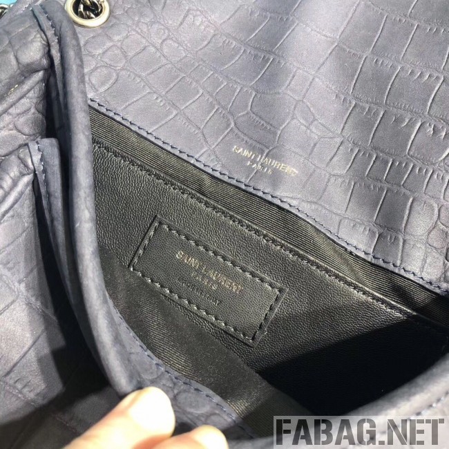 Saint Laurent Niki Baby Chain Bag in Matte Crocodile Leather 533037 Blue 2019 (2A084-9031609 )