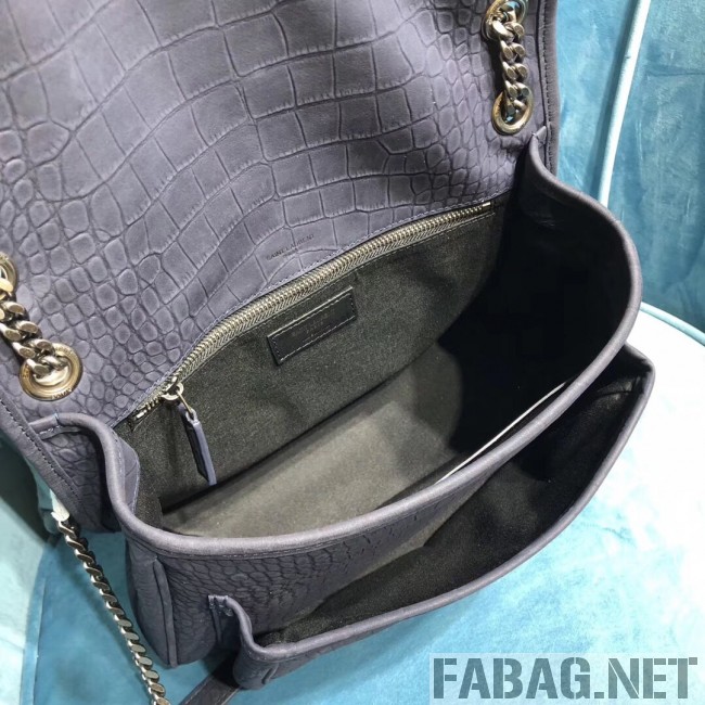 Saint Laurent Medium Niki Chain Bag in Matte Crocodile Leather 533037 Blue 2019 (2A084-9031610 )
