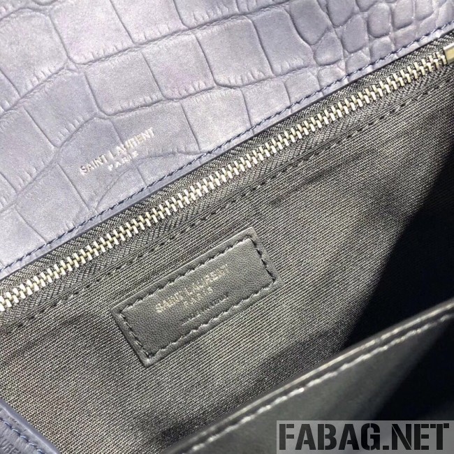 Saint Laurent Medium Niki Chain Bag in Matte Crocodile Leather 533037 Blue 2019 (2A084-9031610 )