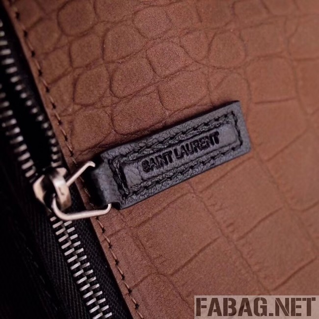 Saint Laurent Medium Niki Chain Bag in Matte Crocodile Leather 533037 Brown 2019 (ZAXS-9031611 )