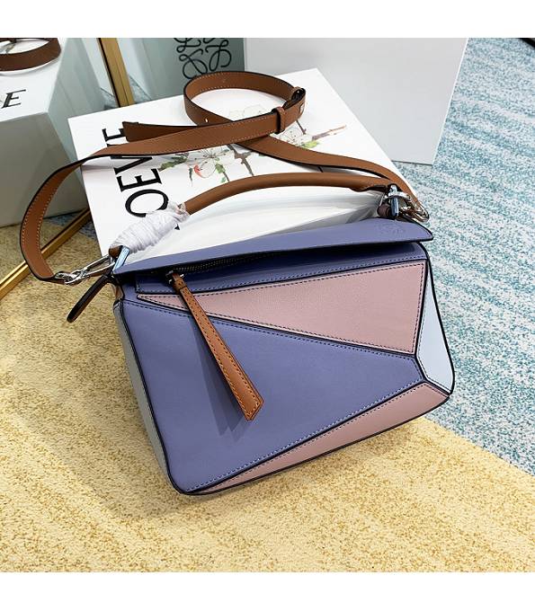 Loewe Purple Original Plain Veins Calfskin Leather Small Puzzle Bag