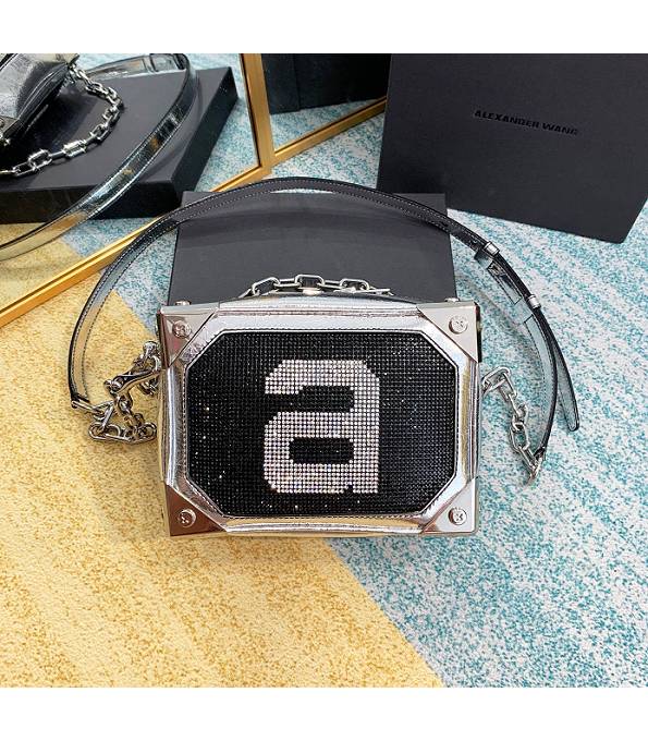 Alexander Wang Wangloc Silver Original Oil Wax Leather Diamond Box Bag