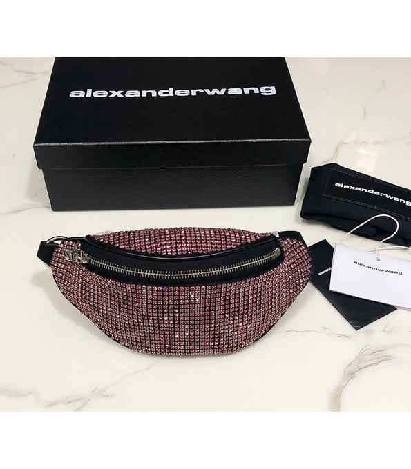 Alexander Wang Attica Fanny Pack Pink Rhinestone Original Lambskin Leather 22cm Belt Bag