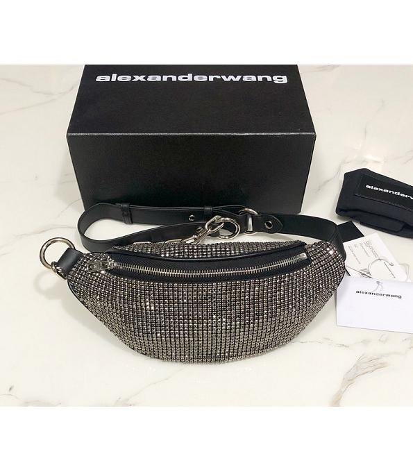 Alexander Wang Attica Fanny Pack Silver Rhinestone Original Lambskin Leather 28cm Belt Bag