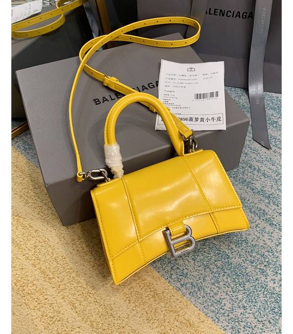 Balenciaga Pineapple Yellow Original Plain Veins Calfskin Leather 19cm Hourglass Bag