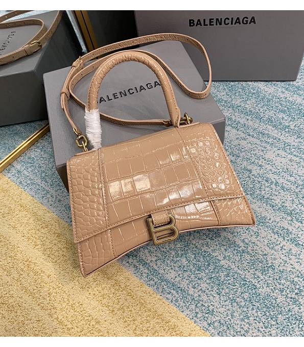 Balenciaga Nude Pink Original Croc Veins Leather 23cm Hourglass Bag