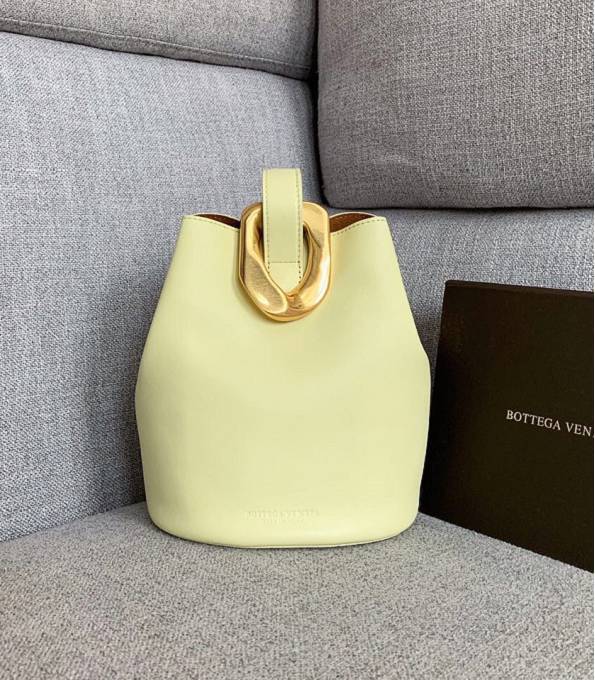 Bottega Veneta Light Yellow Original Real Leather Drop Bucket Bag