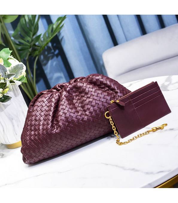 Bottega Veneta Cloud Wine Red Original Weave Lambskin Leather Pouch