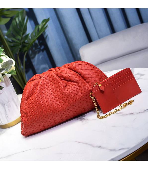 Bottega Veneta Cloud Red Original Weave Lambskin Leather Pouch